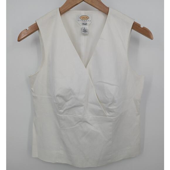 Excellent Cond. VTG White Talbots Stretch Cropped Wrap Sleeveless Top Size 8 - Picture 1 of 4